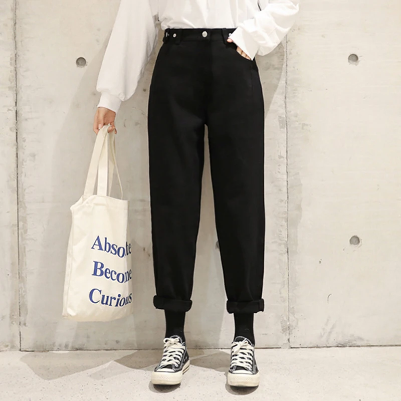 Женские джинсы на весну с высокой талией свободного покроя | Женская одежда