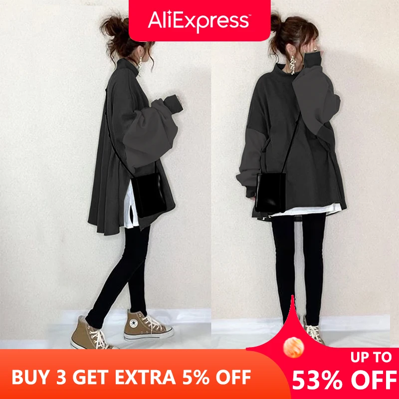 

Женский Простой Топ в стиле Харадзюку, Осенний Свободный пуловер оверсайз для девушек, Повседневная модная верхняя одежда, Свитшот в японск...