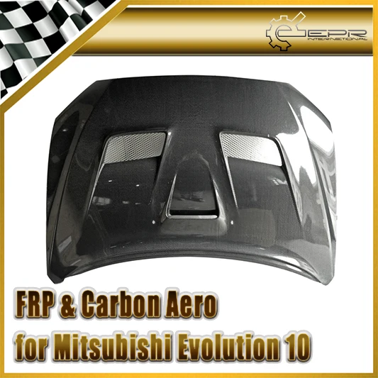 

Car-styling For Mitsubishi Evolution EVO 10 Carbon Fiber VRS System 1 Style Hood Glossy Fibre Engien Cover Racing Auto Body Kit
