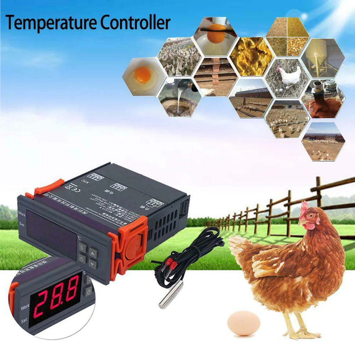 

1PC Two Relay Output LED Digital Temperature Controller Thermostat Incubator STC-1000 110V 220V 12V 24V with Heater and Cooler
