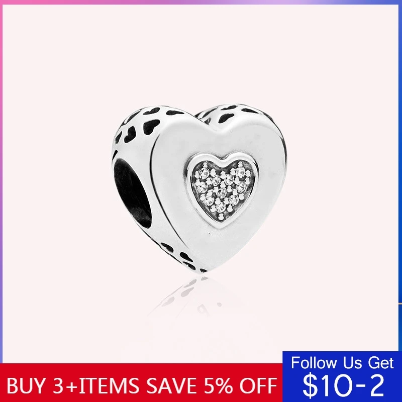 

CodeMonkey Clear Zircon Love Heart Charms Beads Fit Original Bracelet 100% Real 925 Sterling Silver Pendant DIY Jewelry CMS123