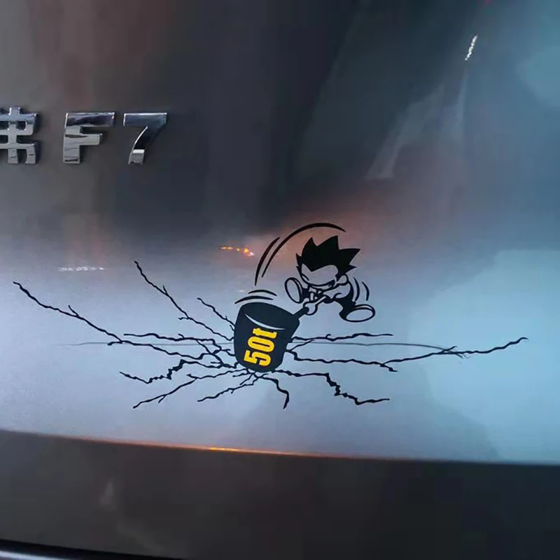 

50T hammer funny car stickers,cartoon car styling simulate glue sticker decals for fiat/audi a3/passat b5/mazda