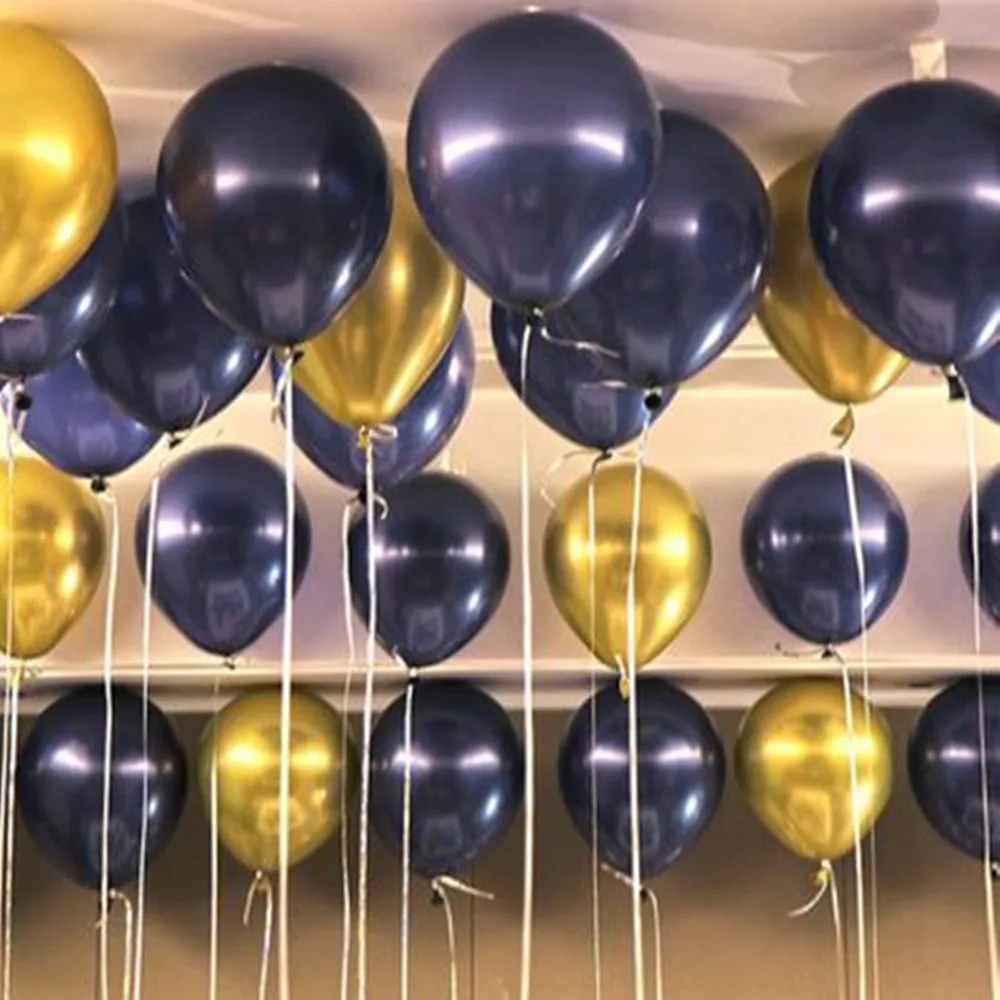 10 шт. &quotметаллические светящиеся синие воздушные шары темно-синие латексные для