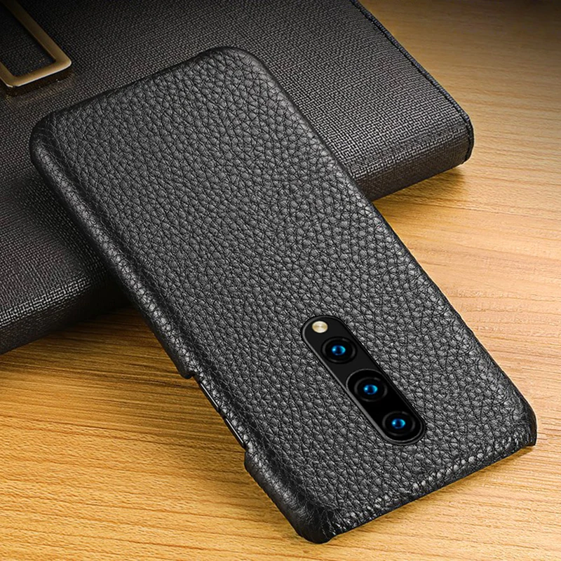 

Genuine leather Phone Case For Oneplus 8 Pro 7 7T Pro 6 6T Case For 7PRO 3 3T 5 5T Cowhide Litchi texture Back cover