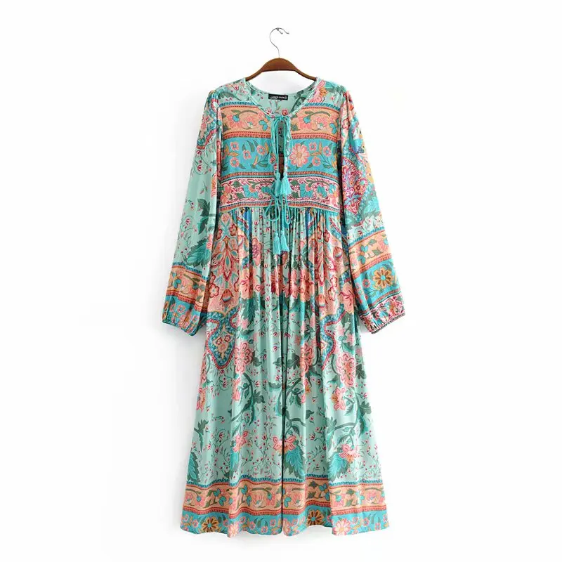 Boho Queens женское Красное пляжное длинное богемное Платье макси с цветочным принтом