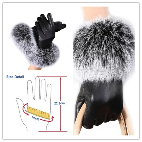 Cycling Gloves Women leather Autumn Winter Warm Rabbit Fur gloves Mittens I401031 | Спорт и развлечения