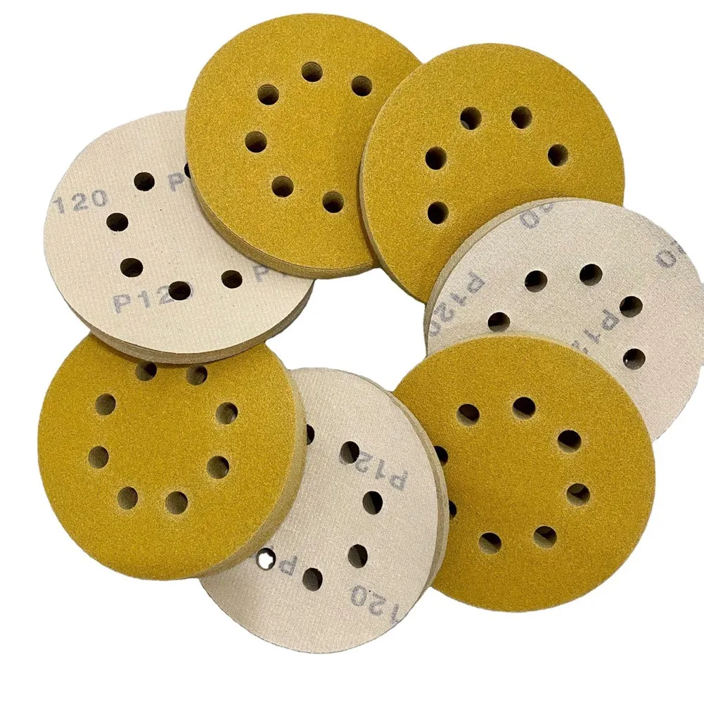 

10Pcs 5 Inch 125mm Sanding Disc Circular Sandpaper 8 Holes Grinding Wheel Polishing Pad Brown Corundum Hook Loop 80grit-800grit