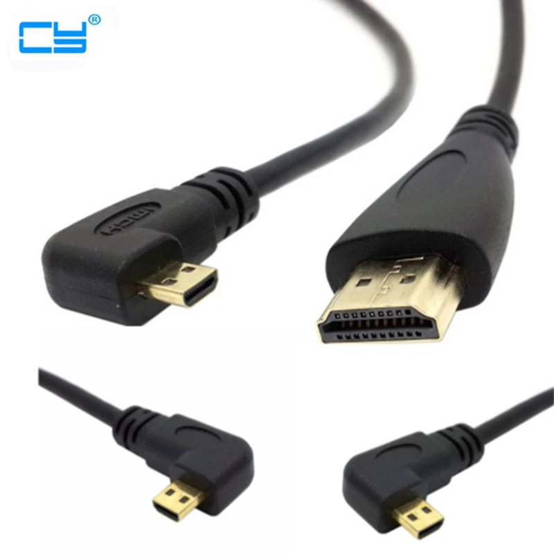 Угловой левосторонний правосторонний разъем 90 градусов микро HDMI кабель локоть к