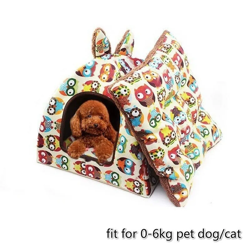 

Собачья будка для домашних животных, теплый коврик, подушка, набивной рисунок совы, собачья будка для маленькой собаки или кошки