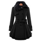Женское модное двубортное пальто-тренчкот размера плюс 5XL из искусственного меха с отложным воротником из плотной шерсти