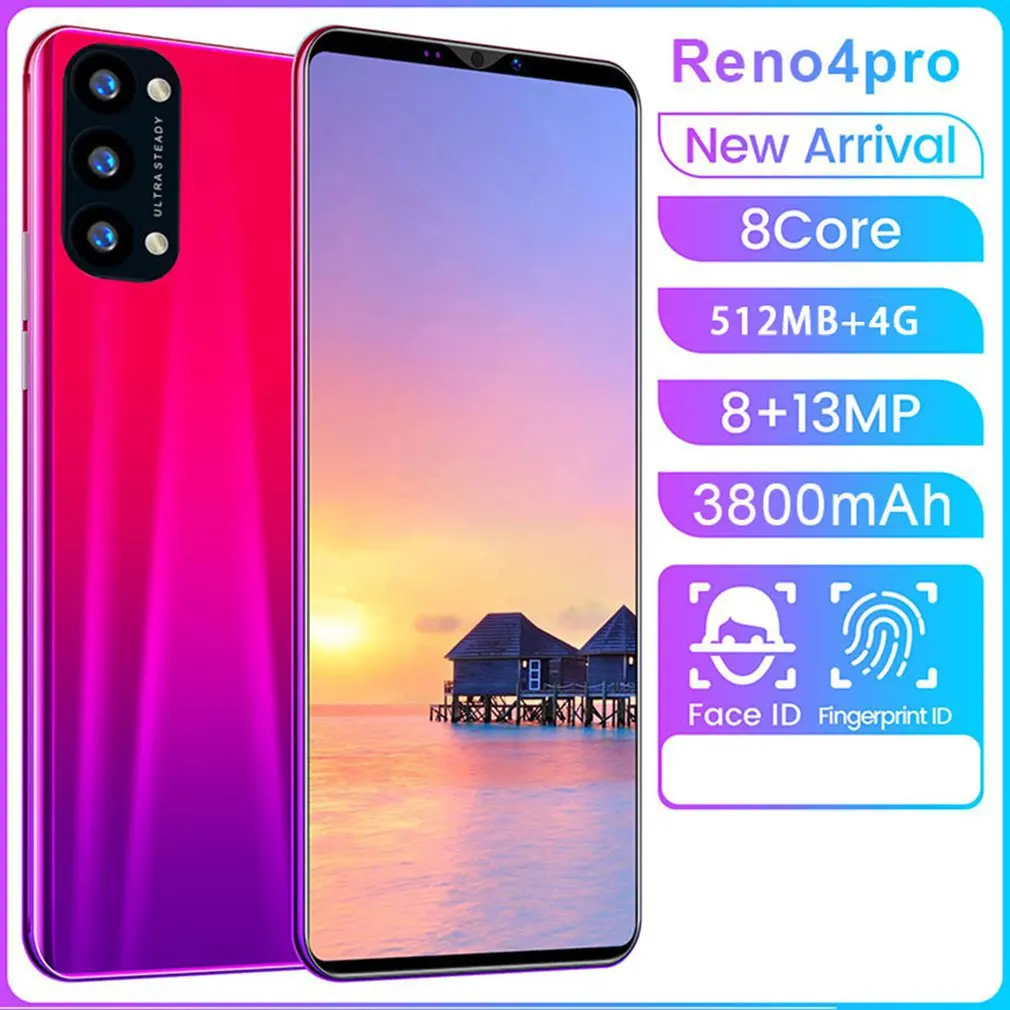 

Reno4 Pro Smartphone 5.8 Inch Smartphone 512M+4G 3D Glass Plated Back Cover High Definition Rear Camera