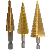 4 12 4 20 4 32mm hss titanium coated step drill bit drilling power tools for metal high speed steel wood metal hole cutter cone