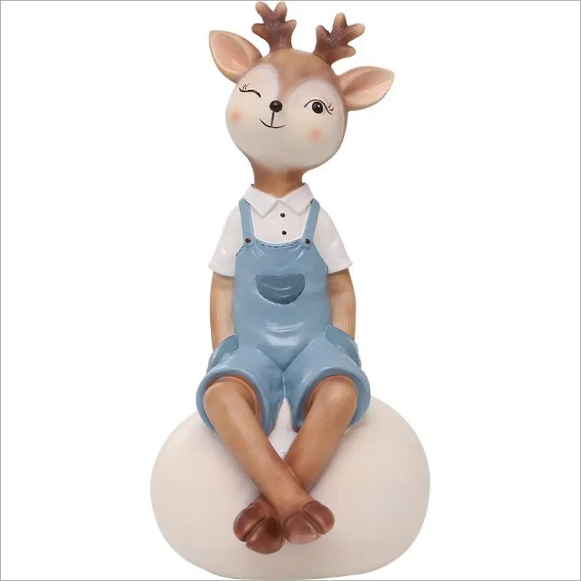 

New hot-selling creative cartoon egg playful deer ornaments resin crafts desktop decorations gifts gifts