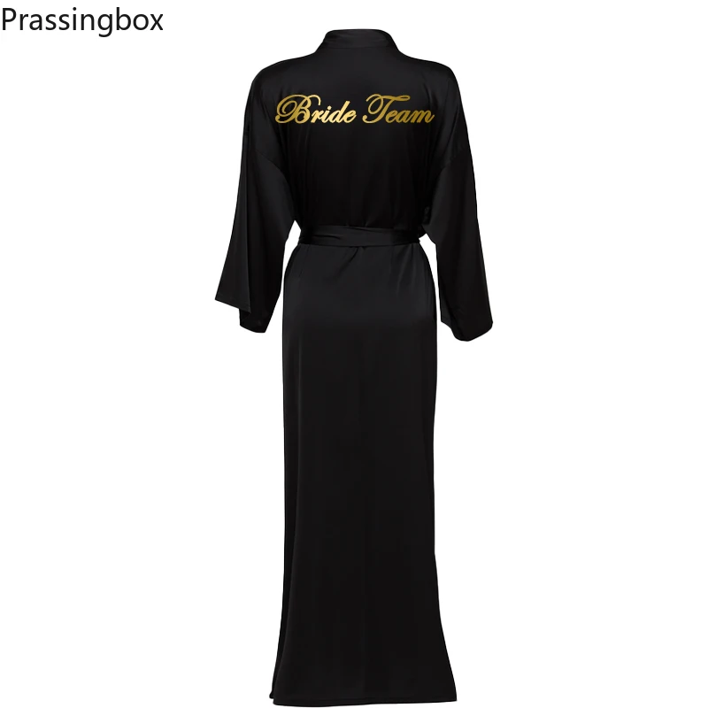 Silk Satin Long Robes Long Sleeve Black Custom Bridesmaid Robes Bride Robe Women Long Wedding Bathrobe and Homewear