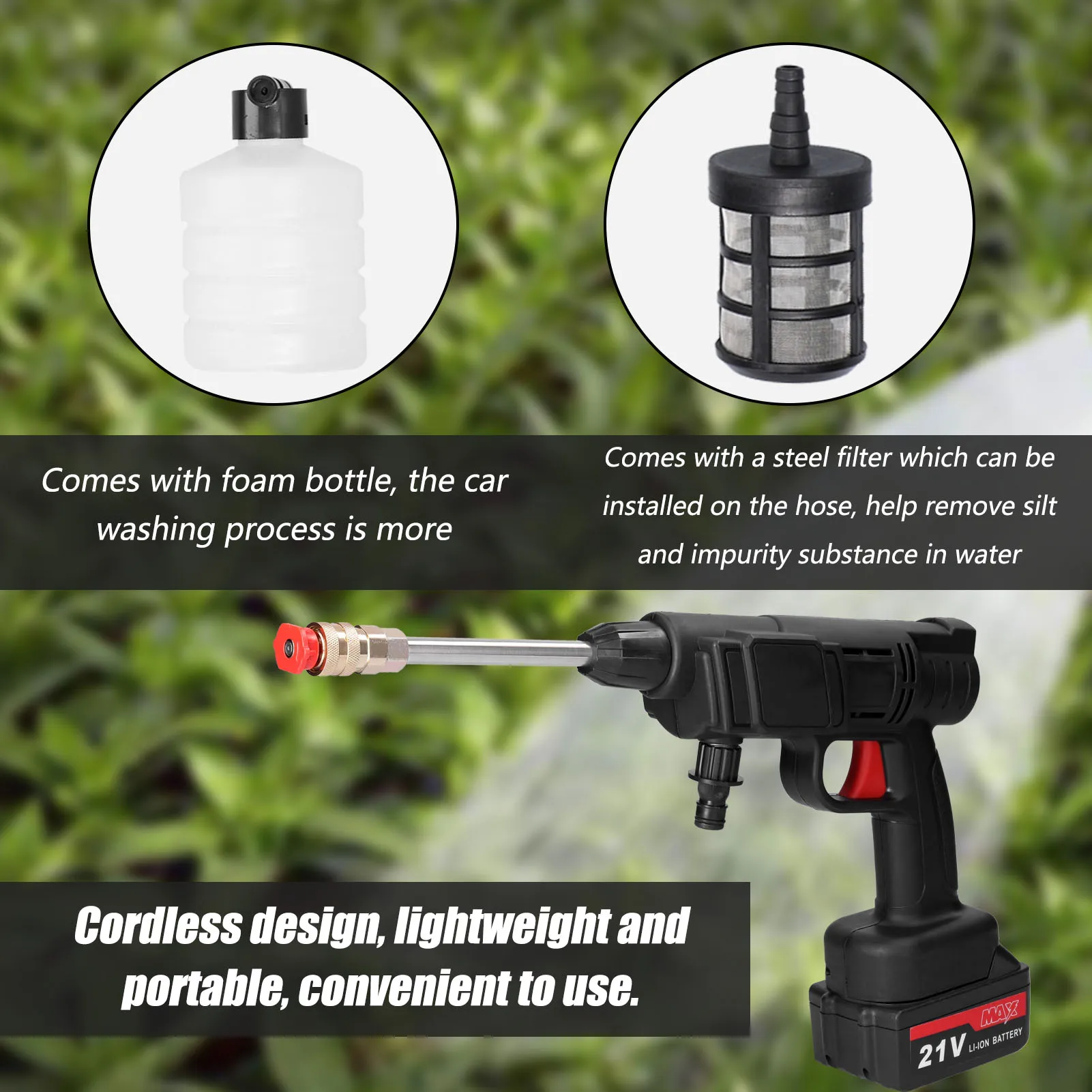 Дешево Бытовая Беспроводная мойка высокого давления, Портативная Машина для мойки автомобилей с пенной бутылкой