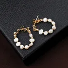 Серьги-цепочки для женщин и девушек, элегантные круглые украшения с натуральным пресноводным жемчугом, с белыми бусинами, для свадьбы, вечеринки, невесты