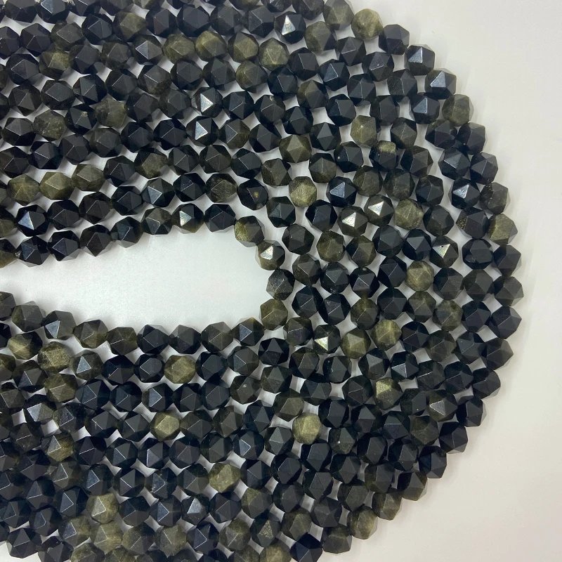 

6/8/10mm High Quality Mixed Color Natural Golden Obsidian Gem Sunstone Bracelet Jewelry Making DIY Loose Bead Cut Shape Gemstone