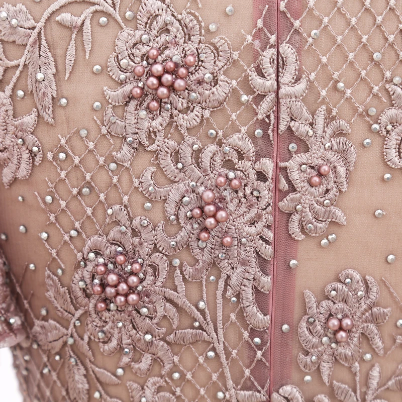 Stock Clean Elegant Lace Beads Prom Dress Long No Custom Made Amazing Party Gown 210224-019