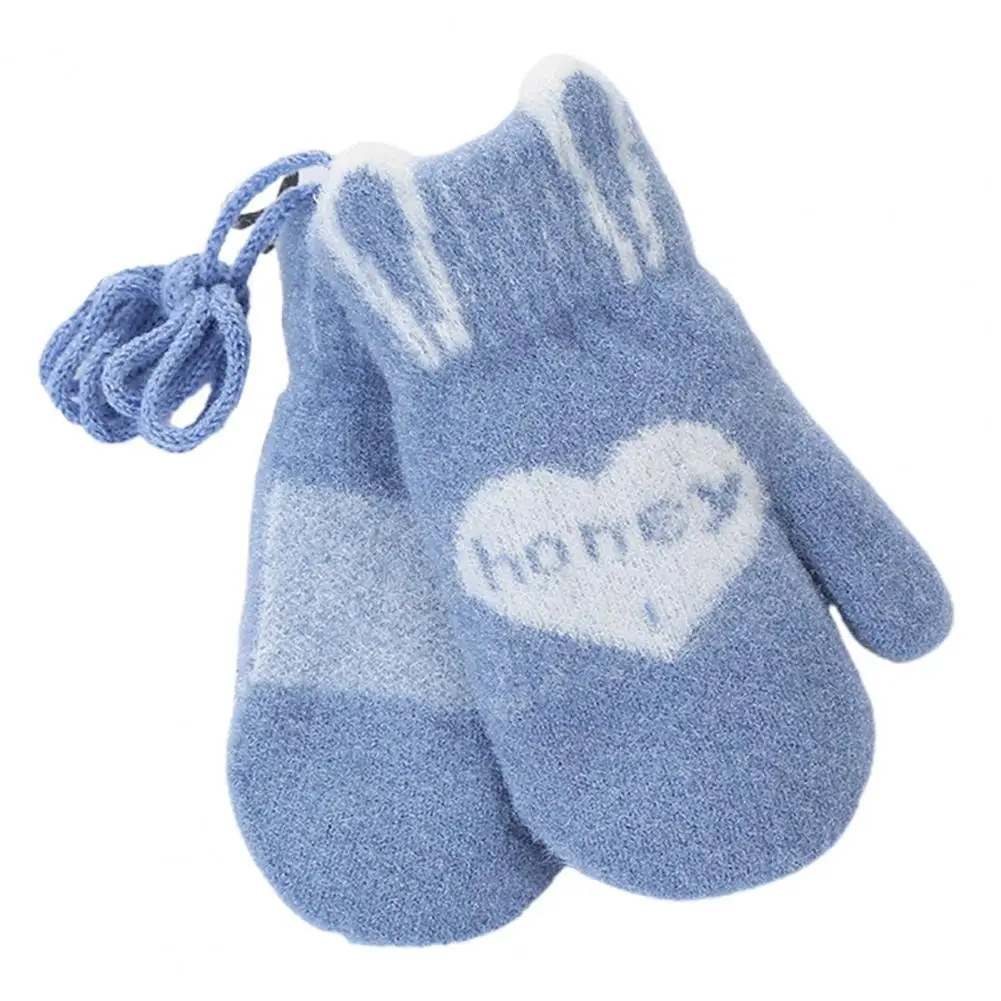 

Детские зимние штаны, теплые, милые, миленькие в японском стиле с узором из сердечек костюм Мёд письма трикотажные перчатки