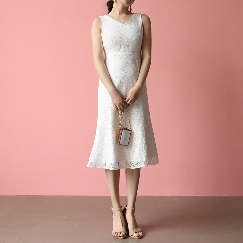 Женское кружевное платье летнее сексуальное v-образный вырез без рукавов