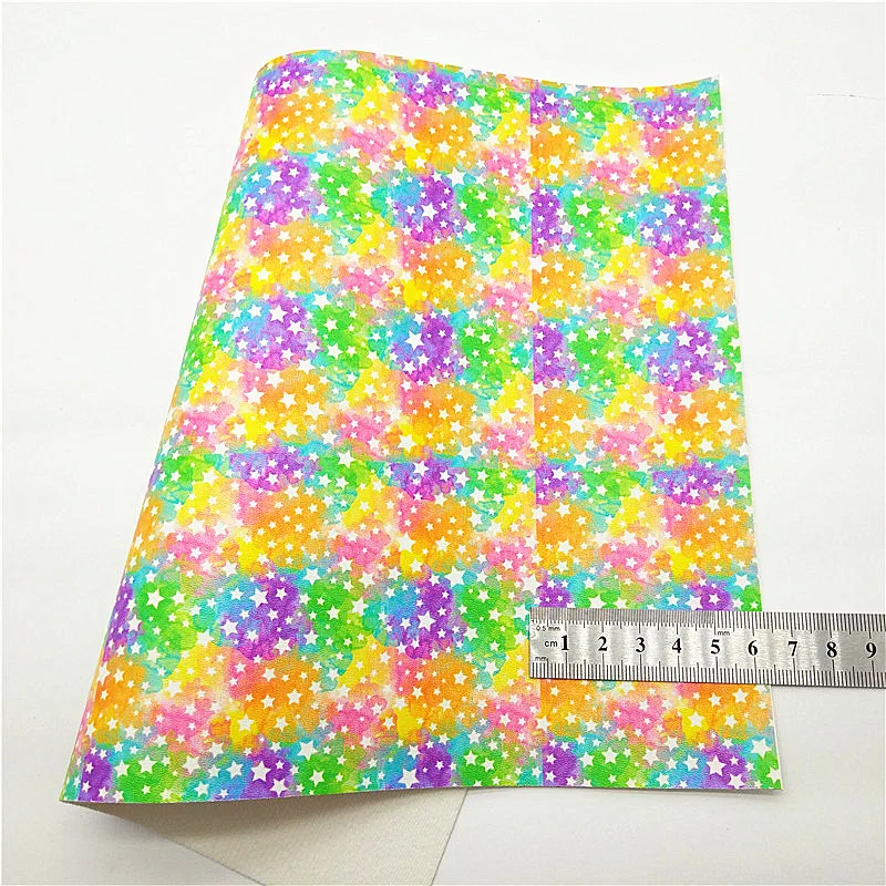 Радужная массивная блестящая кожа леопардовые цветы звезды принт синтетическая