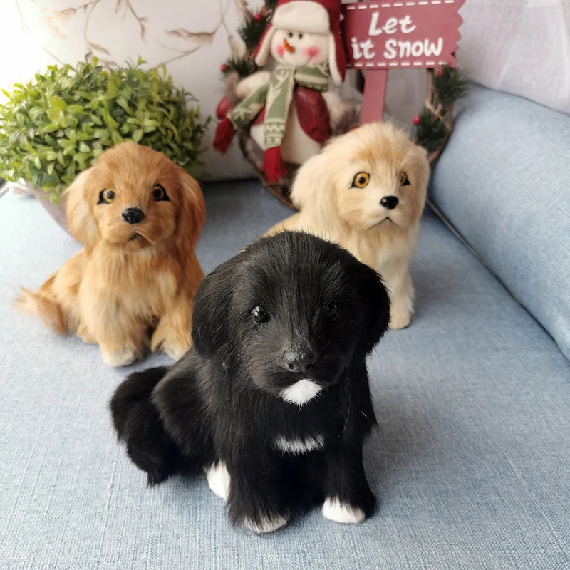 

Soft Realistic Stuffed Animal Plush Toys Lifelike Black Labrador Dog Home Decor Ornaments Crafts Simulation Puppy Toy