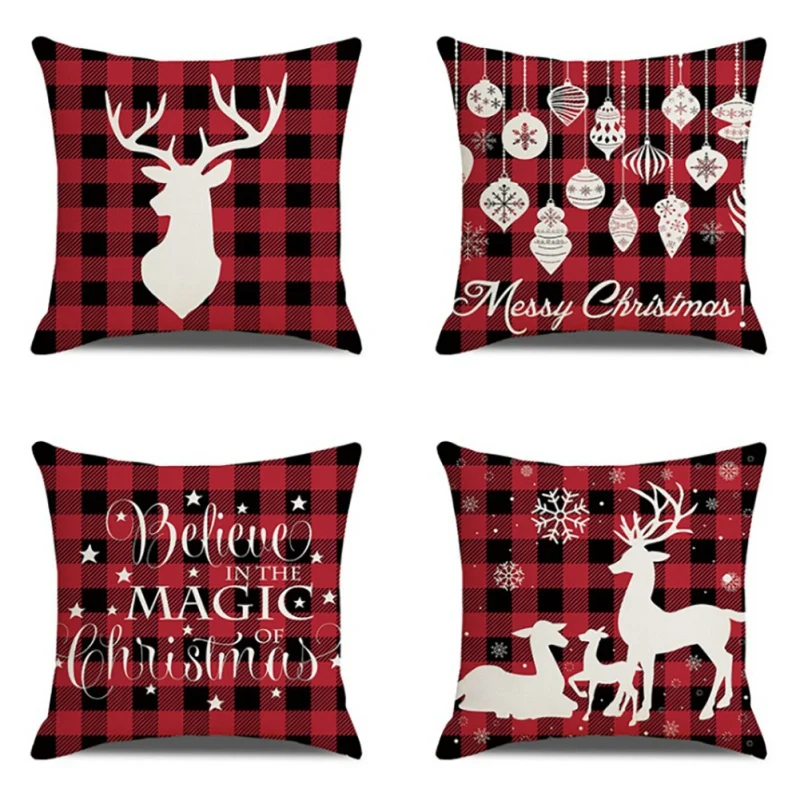 

Linen Christmas Pillow Simple Pillowcase Pillowcase Pillowcase Pillowcase Pillow Four (pillow Core Not Included)#1#1