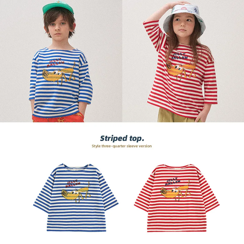 

Boy's T-shirt Girl's Top Three-quarter Sleeves Cartoon Print Kids Clothes Casual Unisex