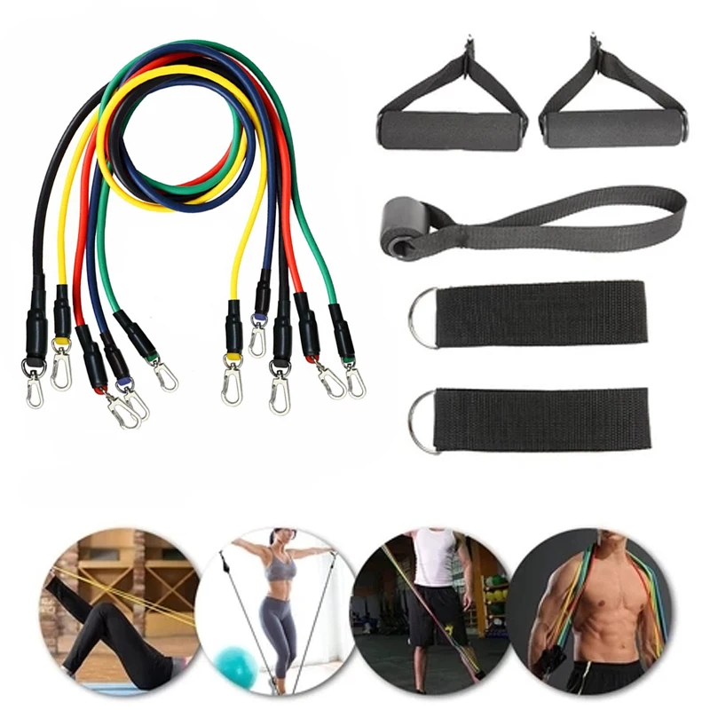 11 шт./компл. латекс Йога Эспандеры резиновый канат упражнения силовых тренировок