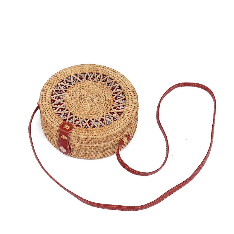 Круглая соломенная сумка через плечо в этническом стиле для женщин модный
