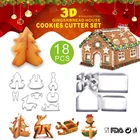 1018 шт. 3D форма для печенья из нержавеющей стали, рождественские резаки для торта, имбирный домик, сахарный печенье, украшение для торта, инструмент для выпечки