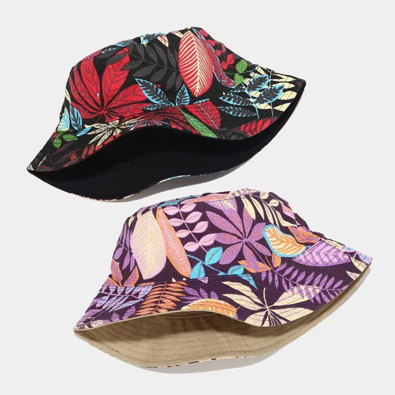 

Солнцезащитная Панама унисекс для улицы, двусторонняя Кепка рыбака с разноцветными листьями