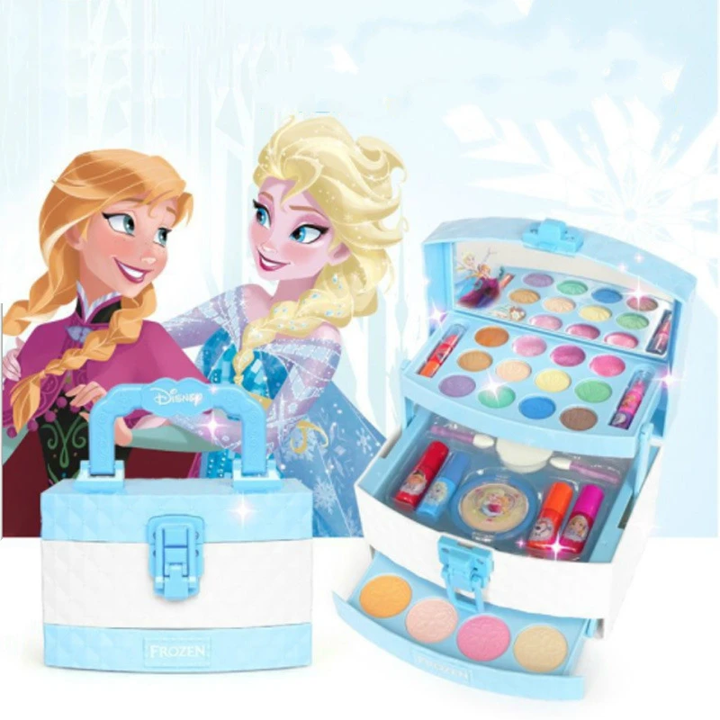 Disney Замороженные Игрушки для макияжа для девочек ролевые макияж Дисней Принцесса Анна Эльза девушки макияж набор аксессуары ювелирные изделия подарок для детей
