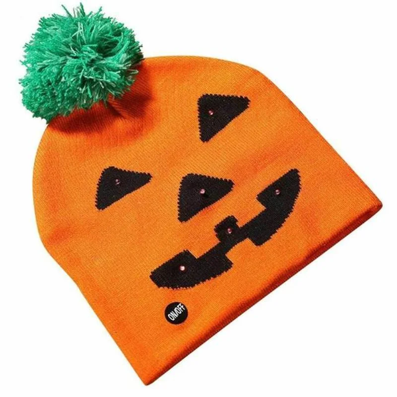 

LED Halloween Hat New Luminous Knitted Hat Skull Ghost With Lamp Cap Children Adult Hat Party Supplies Hat