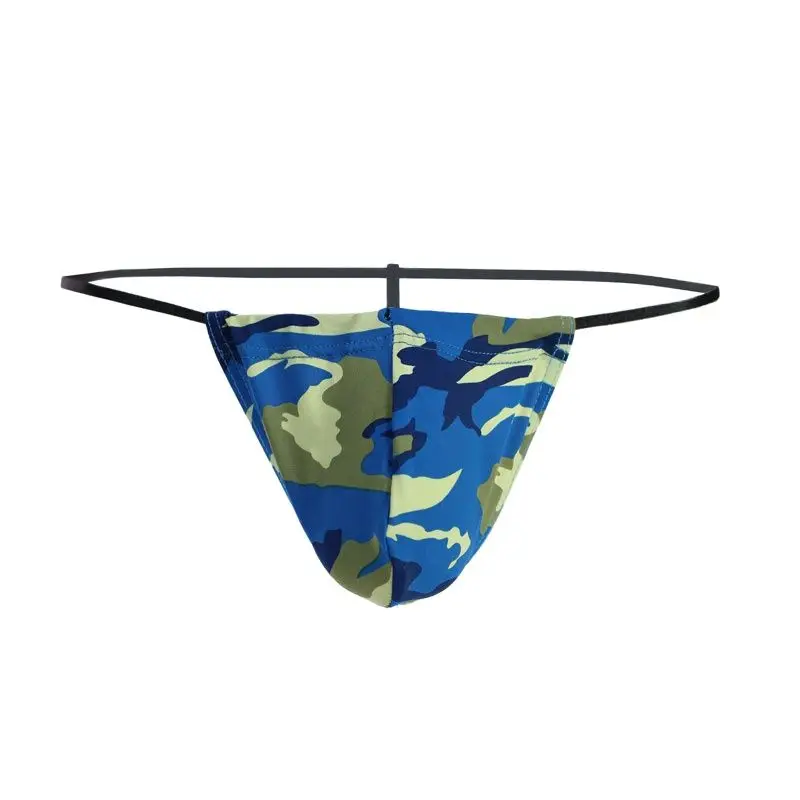 

Sexy Men's Camouflage Thongs Mini Bikinis Underwear Big U Convex Pouch Thong Enhance Bulge T-back Male G-String Gay Wear F5