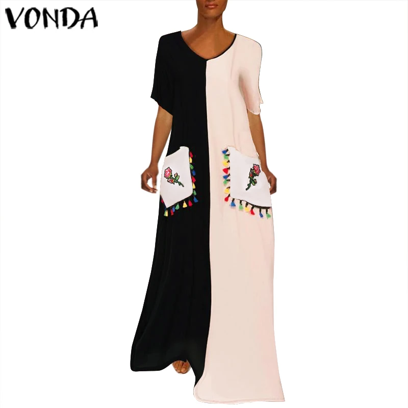 Женское платье с коротким рукавом VONDA повседневное свободное Кафтан