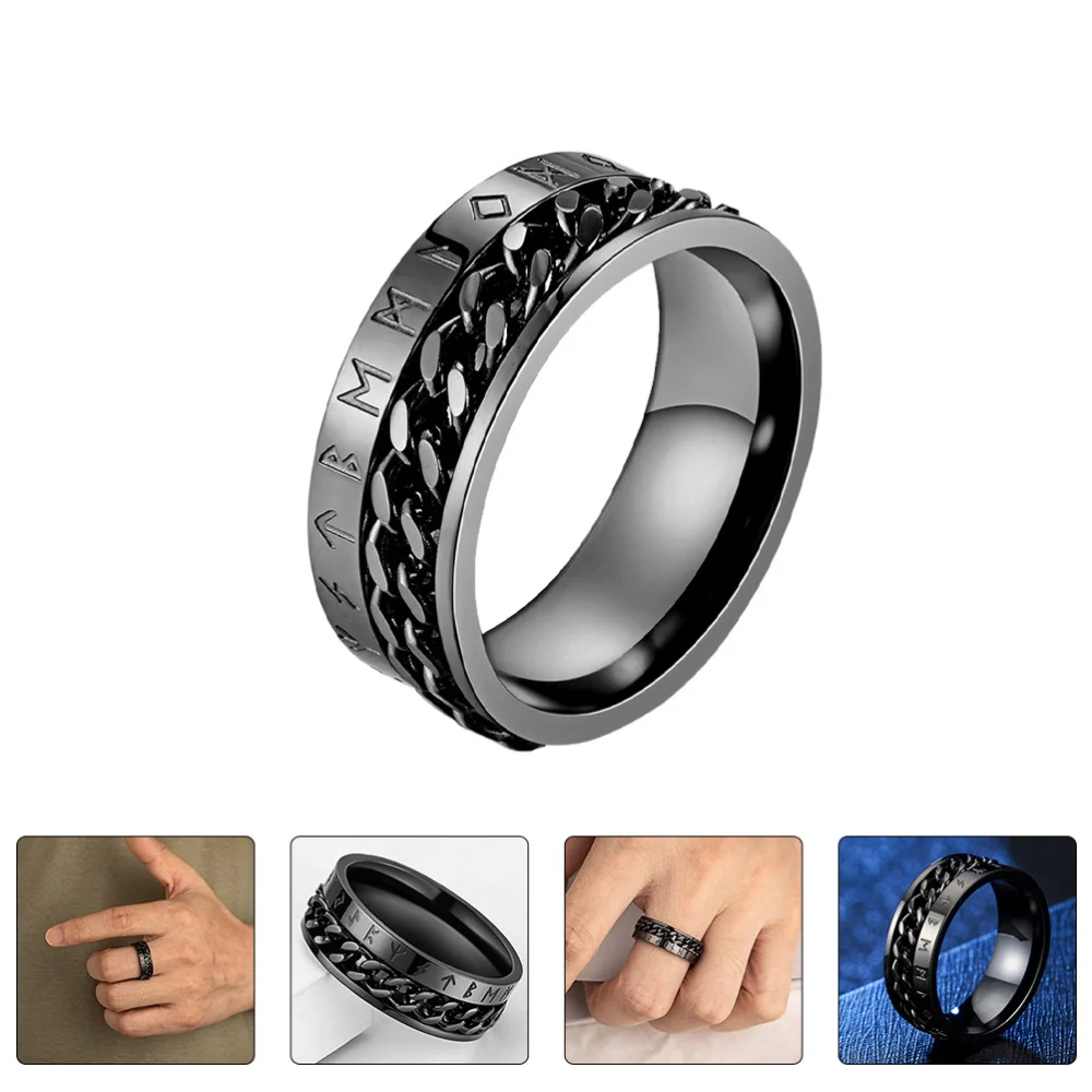 

1pc Stylish Viking Letter Ring Man Ring Man Hand Jewelry Titanium Steel Ring