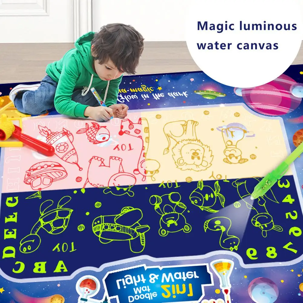 Волшебный коврик для рисования водой цветной светящийся с волшебными ручками