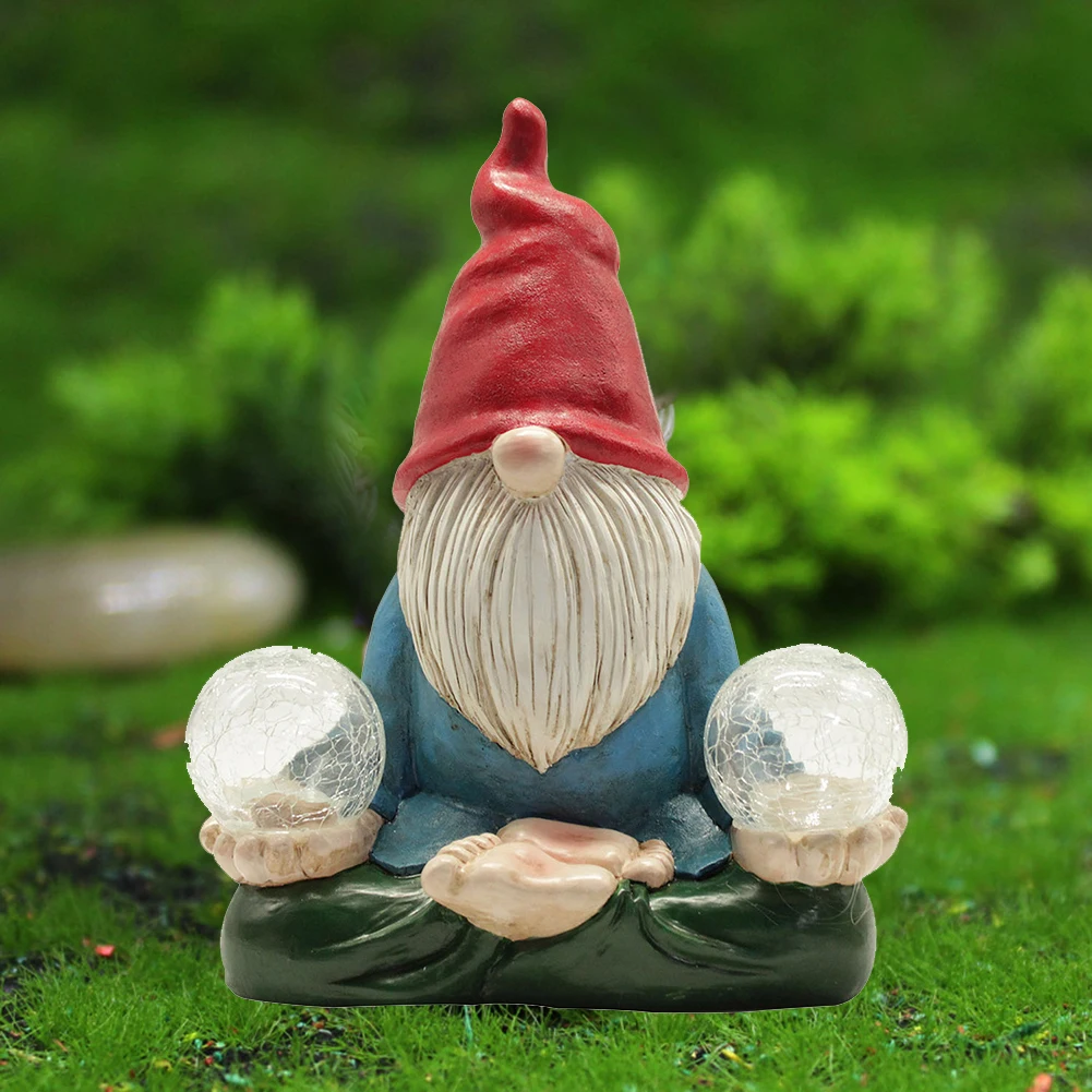 

Solar LED Resin Ornaments Dwarf Doll Outdoor Statue Courtyard Gardening Decoration Artistic Figurine Micro Landscape Accessories