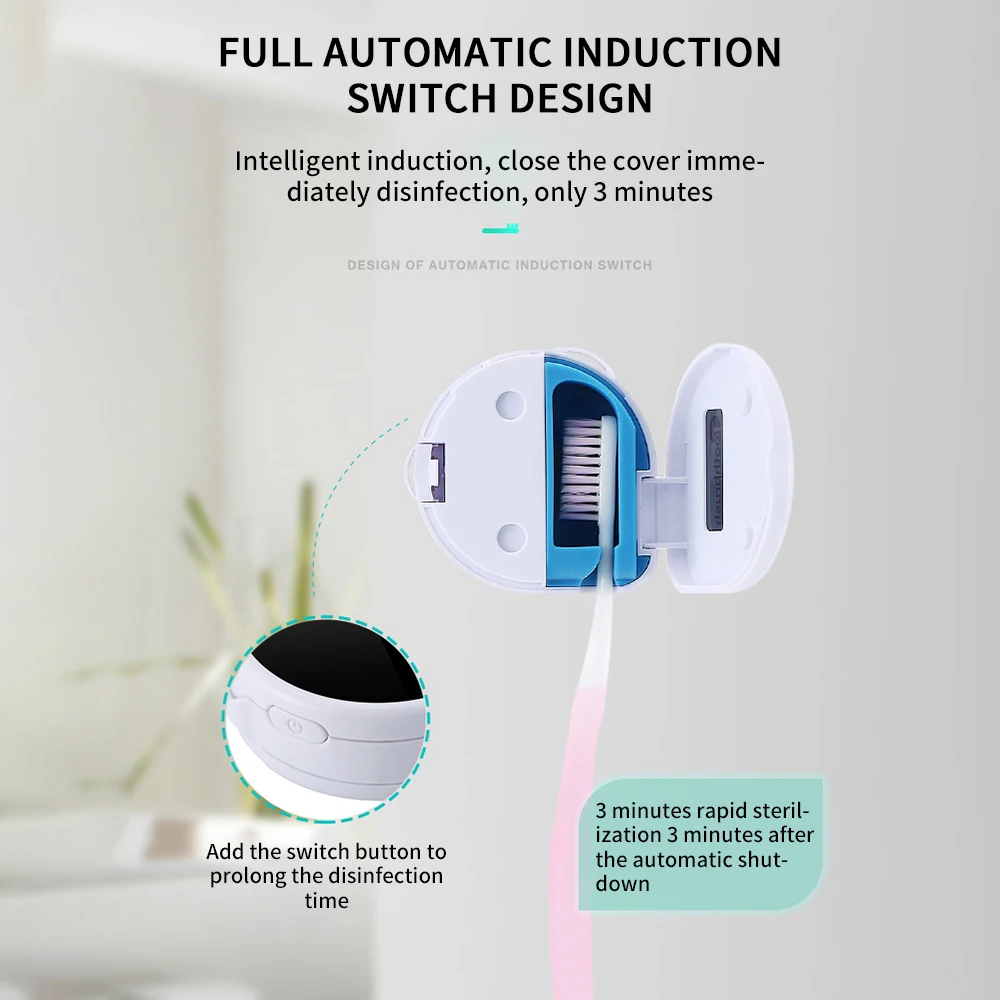 

LED UV Toothbrush Sterilization Box Travel Portable Toothbrush Sterilizer Lightweight Easy To Clean Ultraviolet Sterilization