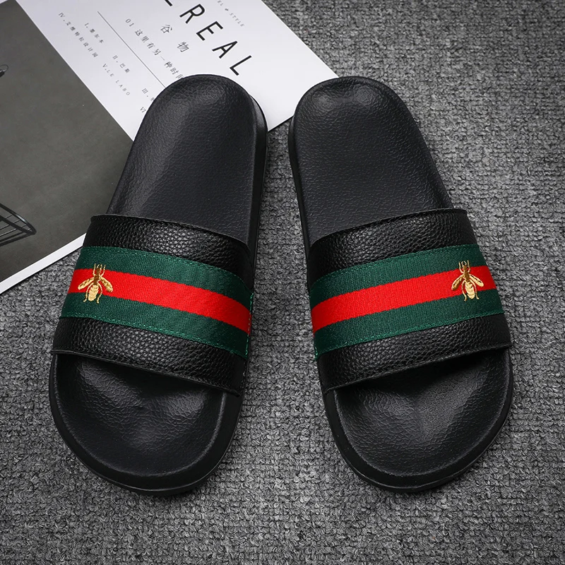 

Men Summer Home Slippers Simple Black Navy Shoes Non-Slip Bathroom Slides Flip Flops Couples Indoor Male Platform Slippers
