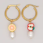 Go2Boho, натуральный жемчуг, серьги-капельки с кубическим цирконием для женщин Летняя мода фрукты ювелирные изделия 2021 новая серьга круглый кронштейн из нержавеющей стали