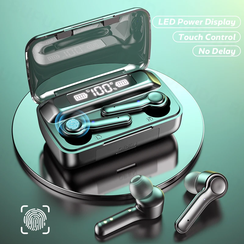 

Bluetooth Wireless Headphones with 2200mAh Charging Case IPX5 Waterproof Sports TWS Bluetooth Earphones Touch Control Headsets