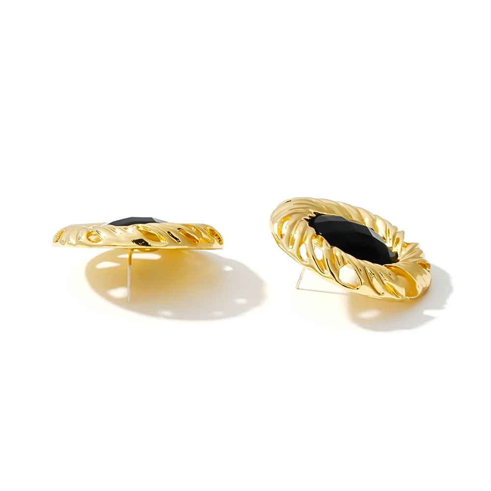 Yhpup Black Rhinestone Crystal Stud Earrings Zinc Alloy Vintage Gold Brincos for Female Office Jewelry Gift S925 Post | Украшения и