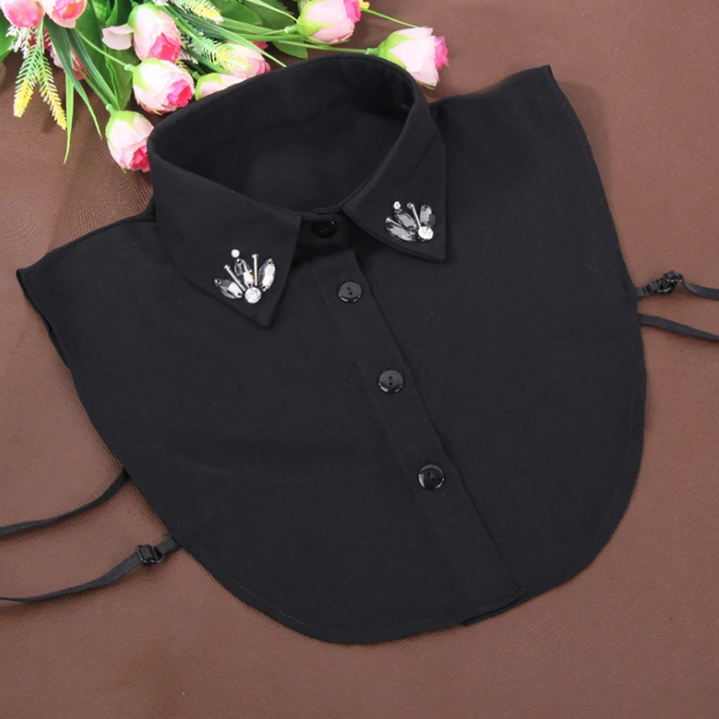 2019 модная женская белая рубашка с кристаллами ожерелья шифоновым наконечником