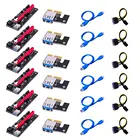 6 шт. PCI-E pcie Riser 009 Express 1X до 16x расширитель PCI E USB Riser 009S двойная 6-контактная Адаптерная карта SATA 15pin для майнера BTC