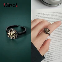 kinel genuine 925 sterling silver sun ring ladies adjustable finger punk retro ring not allergic sterling silver jewelry