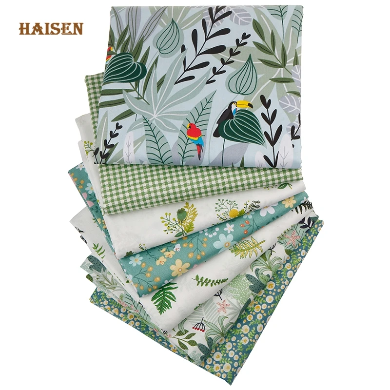 

7pcs/Lot,Printed Twill Cotton Fabrics Patchwork DIY Cloth Green Forest Calico For Sewing Quilting Baby&Child Material,40x50cm
