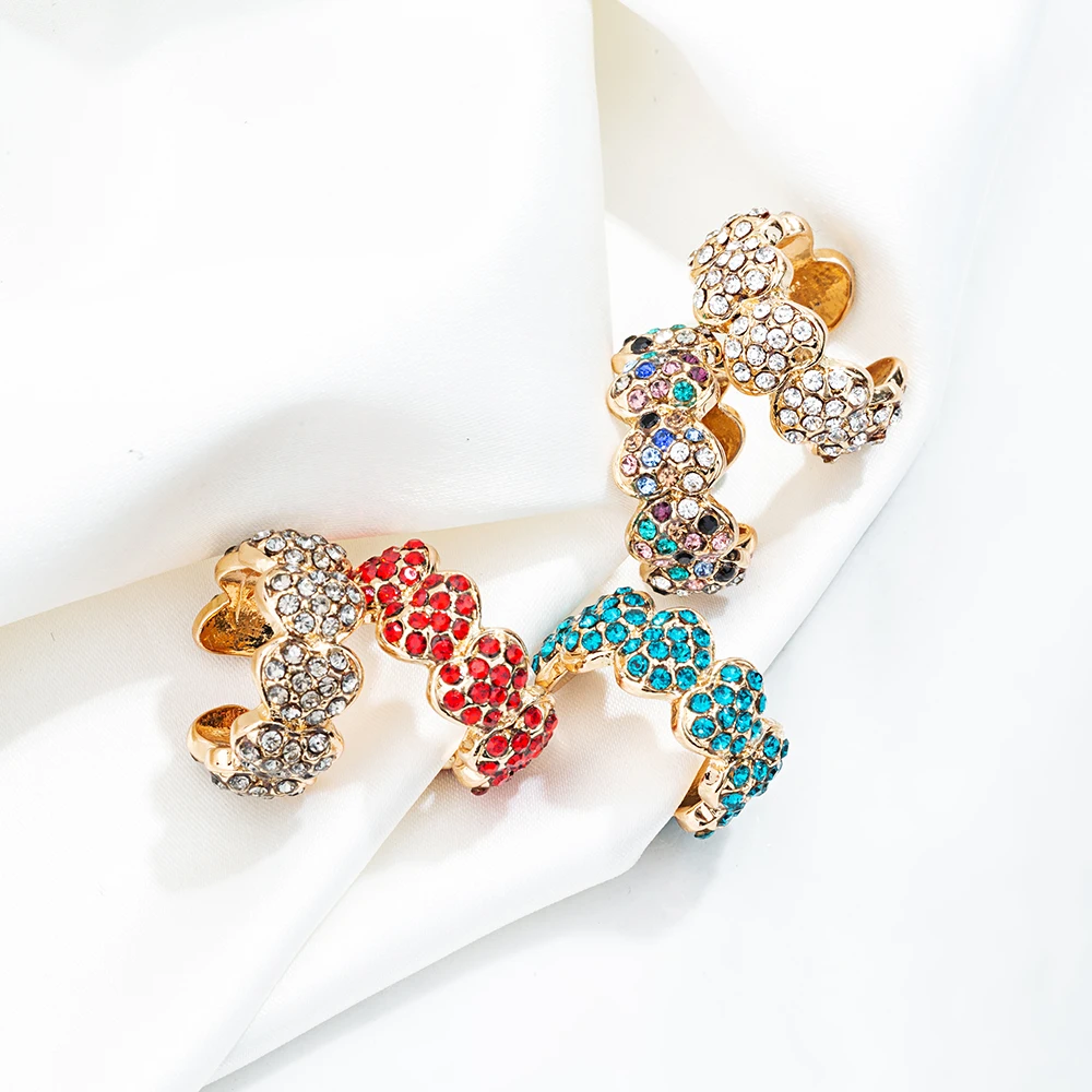 Multicolor C-Shape No Pierced Small Earring for Women Crystal Hollow Ear Cuff Bridal Wedding Clip Jewelry Earcuffs | Украшения и