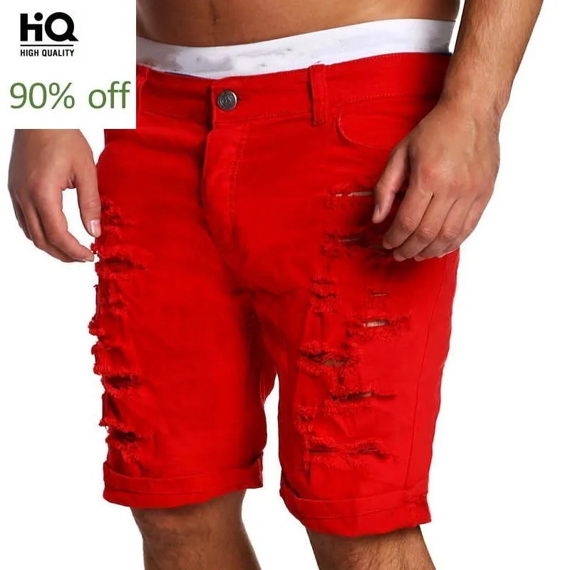 Новинка 2020 мужские джинсовые шорты модные однотонные повседневные рваные джинсы